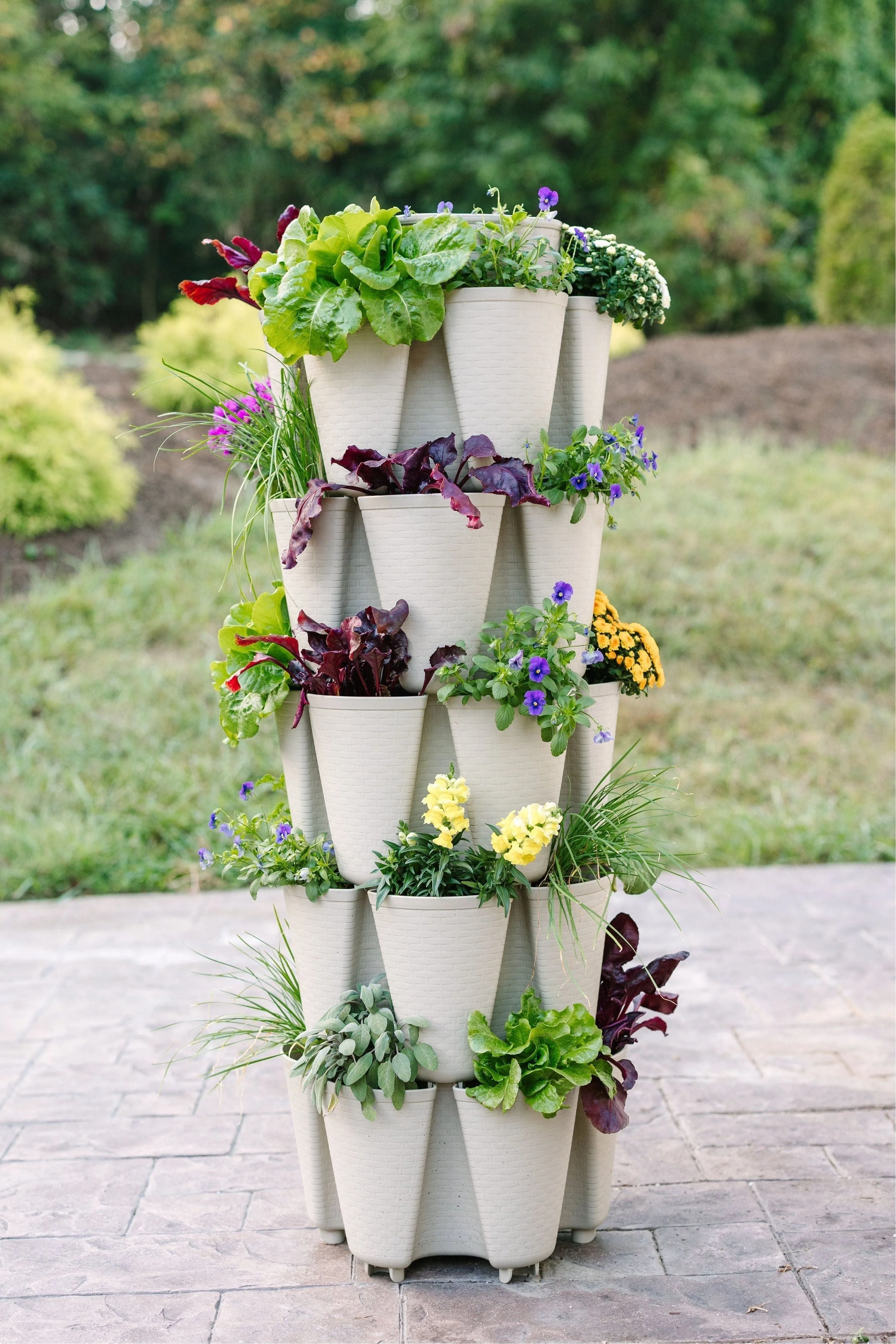 5 Tier GreenStalk Garden Original Vertical Planter - Basket Weave Texture - Image 13