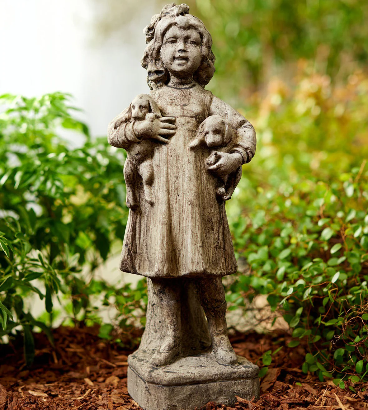 Girl with Puppies - Unique Stone